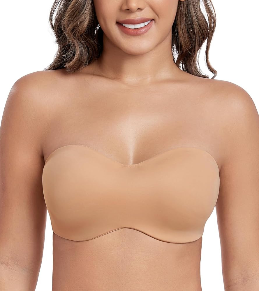HACI Women's Unlined Strapless Bra for Plus Size Minimizer Seamless Underwire Large Bust Bandeau | Amazon (US)