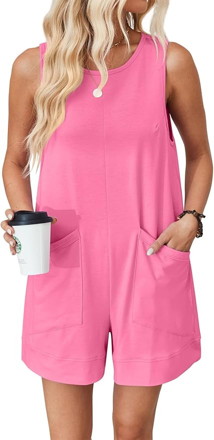 VUTRU Rompers for Women Summer Short Jumpsuits Casual Loose Fit Maternity Romper Comfy Cotton One... | Amazon (US)