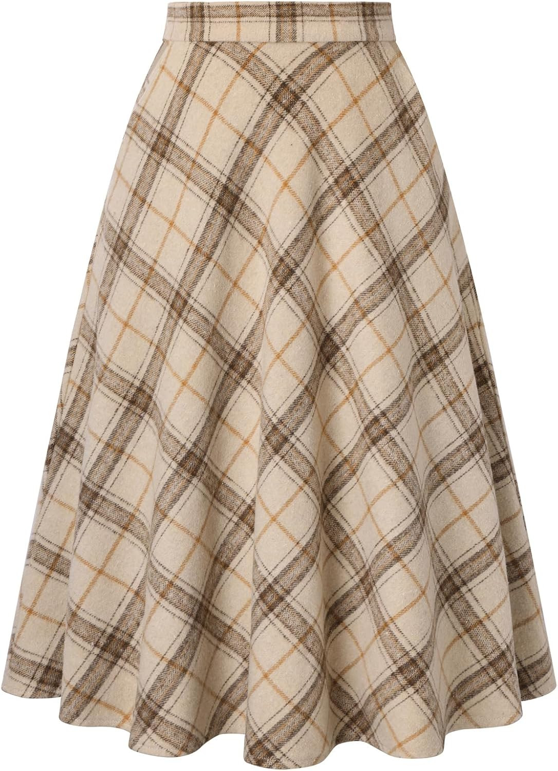 Belle Poque Women Plaid Skirt with Pockets Midi Length | Amazon (US)