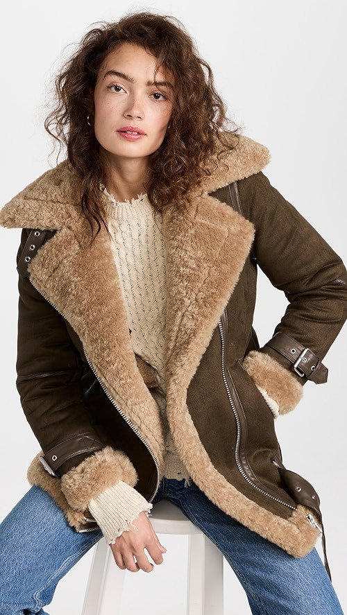 Avec Les Filles Bonded Faux Shearling Biker Jacket | SHOPBOP | Shopbop