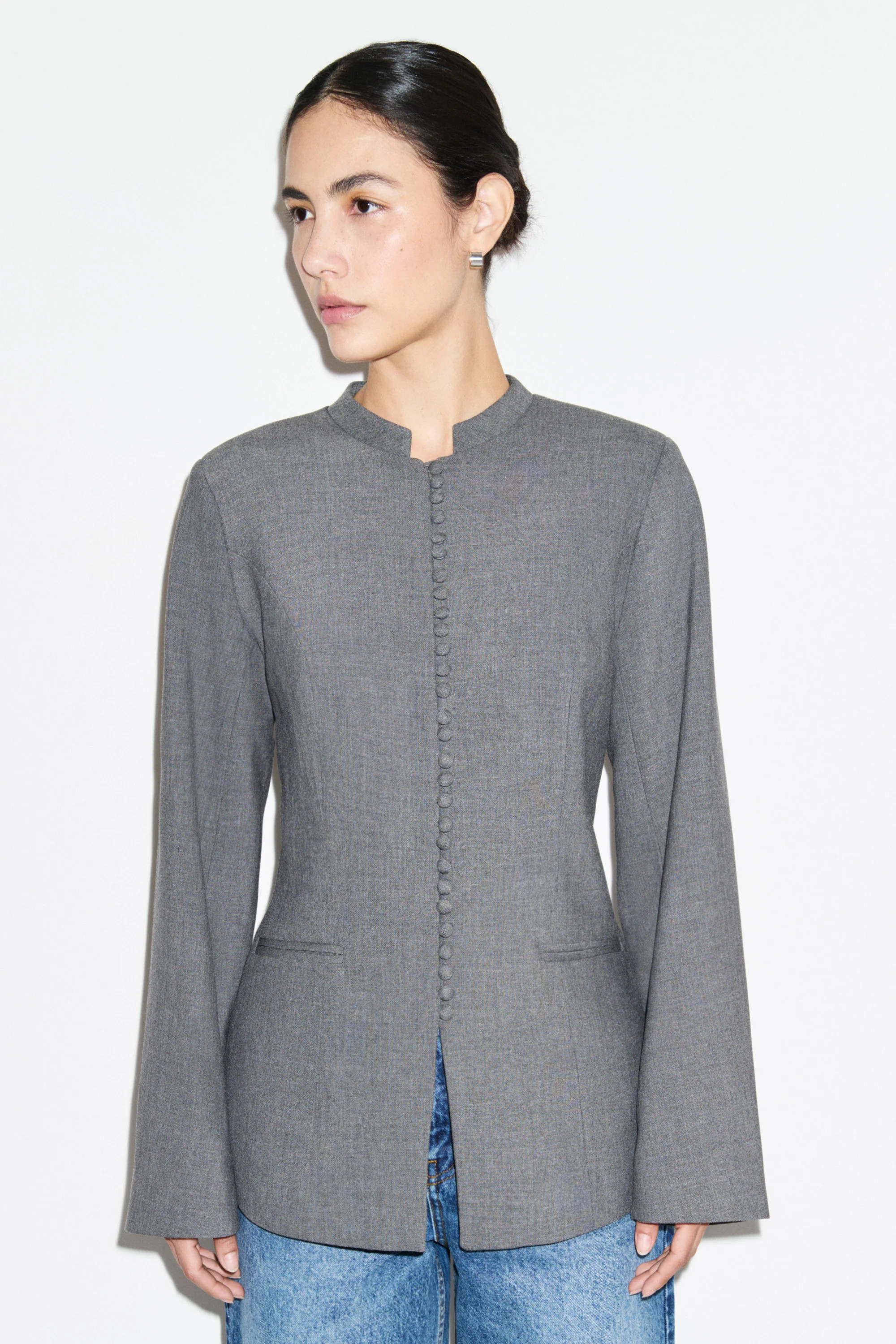 ALIGNE High Neck Blazer - Grey | Daphne | ALIGNE UK & EU