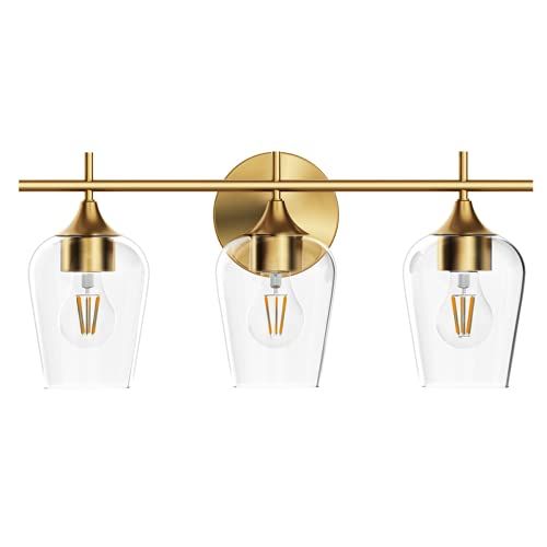 Hamilyeah Bathroom Vanity Light Fixture Over Mirror, Gold Bathroom Light Fixtures Indoor, 3 Light Va | Amazon (US)