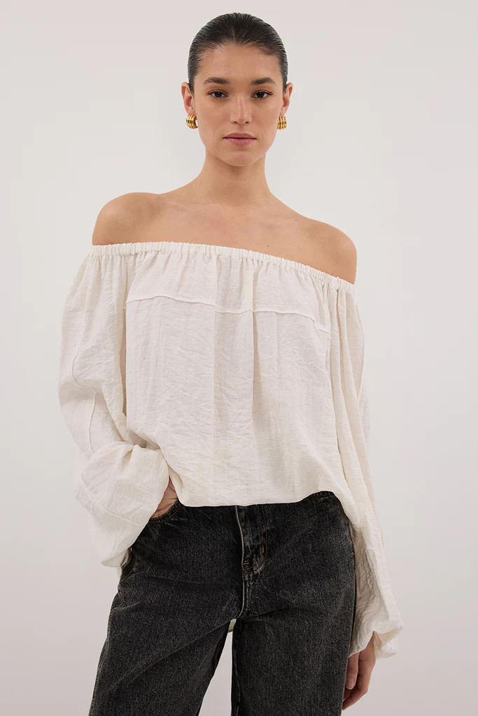 SHANIYA CREAM MARLE SLEEVED TOP | DISSH