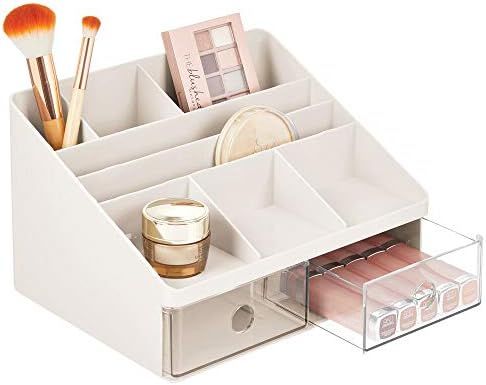 mDesign Plastic Tiered, Divided Makeup Organizer Storage Shelf and Display Box - 2 Drawers for Ba... | Amazon (US)