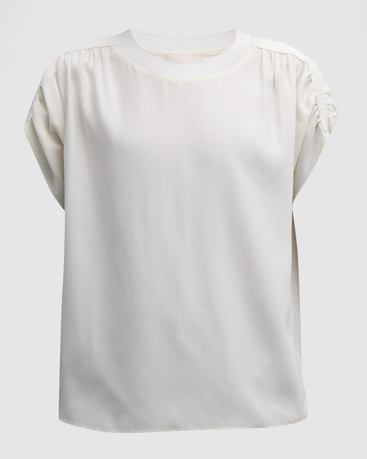 Lorainne Short Ruched-Sleeve Silk Top | Neiman Marcus