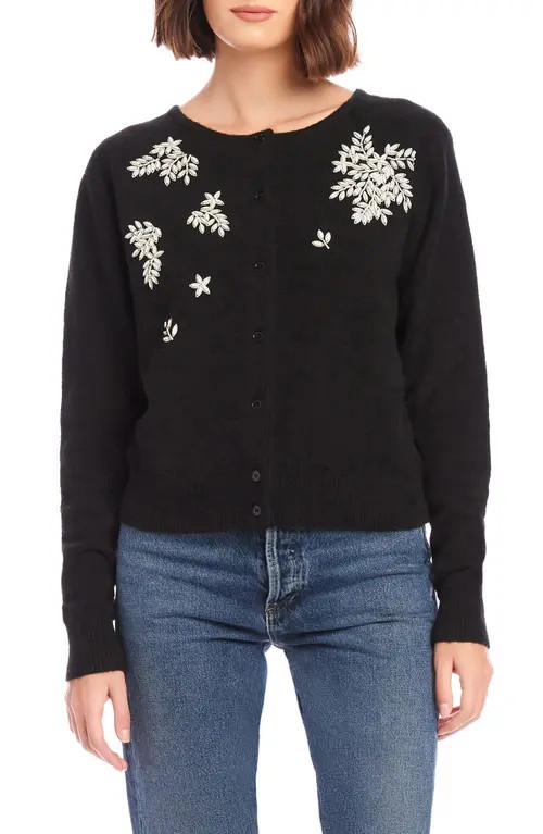 FIFTEEN TWENTY Embellished Cardigan in Black at Nordstrom, Size Small | Nordstrom