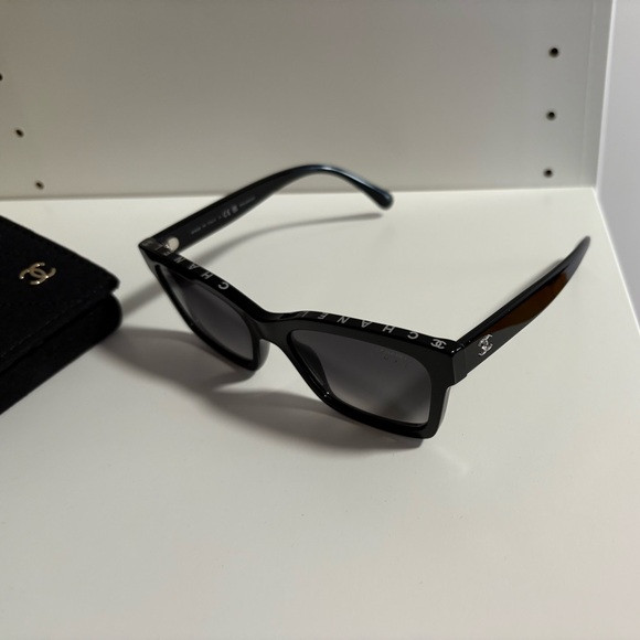 Chanel Square Acetate Black Logo Sunglasses | Poshmark