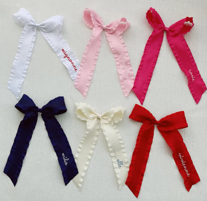 Classic Satin Ruffle Hair Bows | White Elephant Designs