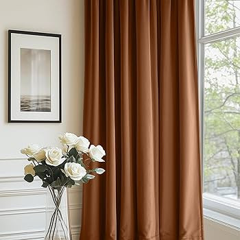 Lazzzy Burnt Orange Velvet Curtains Brown Thermal Insulated 84 Inch Curtain Room Darkening Window... | Amazon (US)