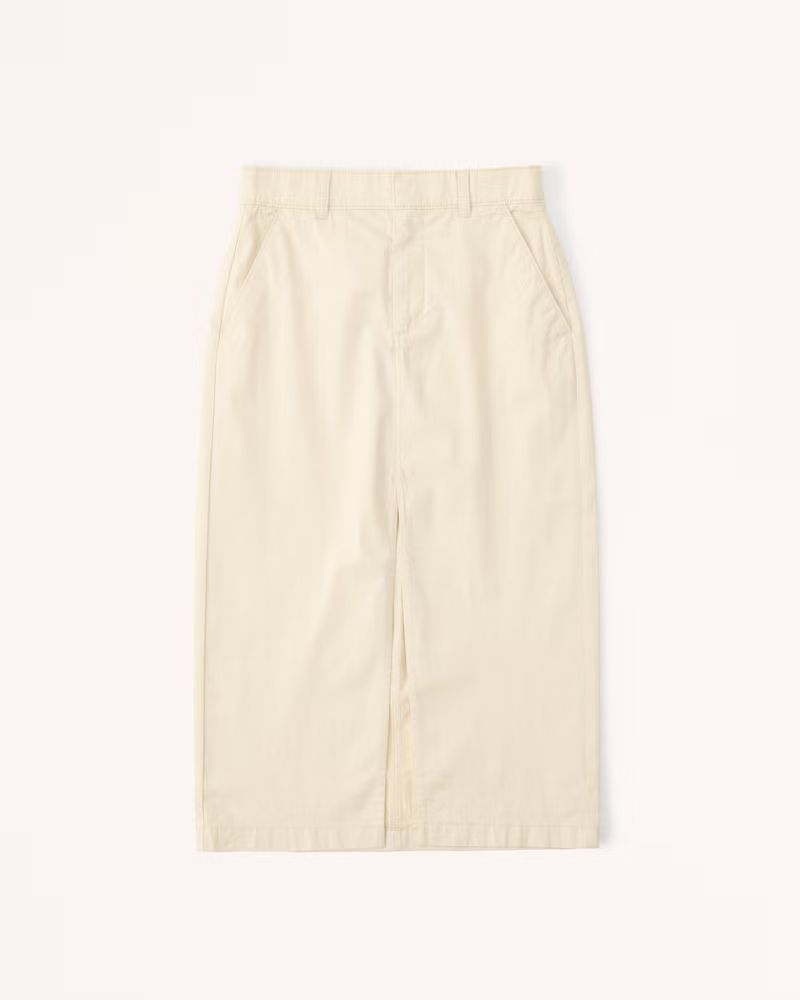 Mid Rise Chino Midi Skirt | Abercrombie & Fitch (US)