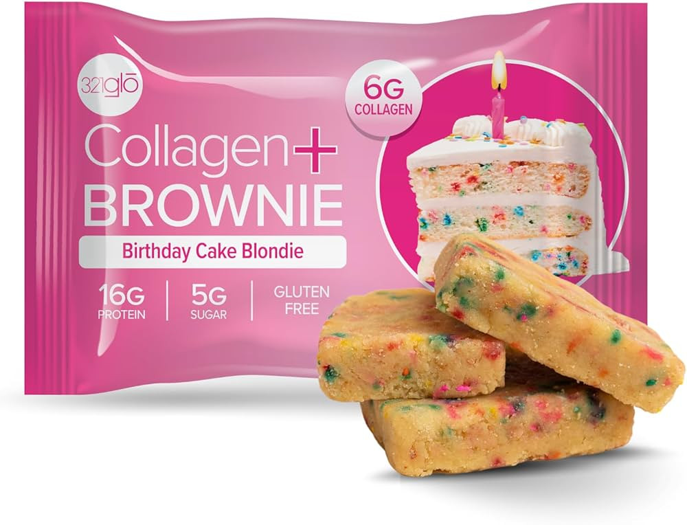 321glo Collagen Protein Brownie, Low Sugar Keto Friendly Gluten Free Treats for Women, Men, and K... | Amazon (US)