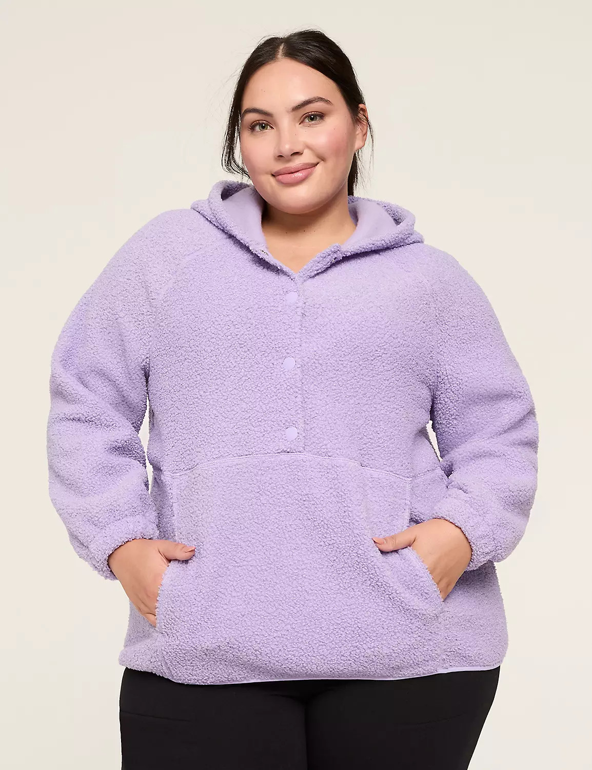LIVI Snap-Front Sherpa Hoodie | Lane Bryant (US)