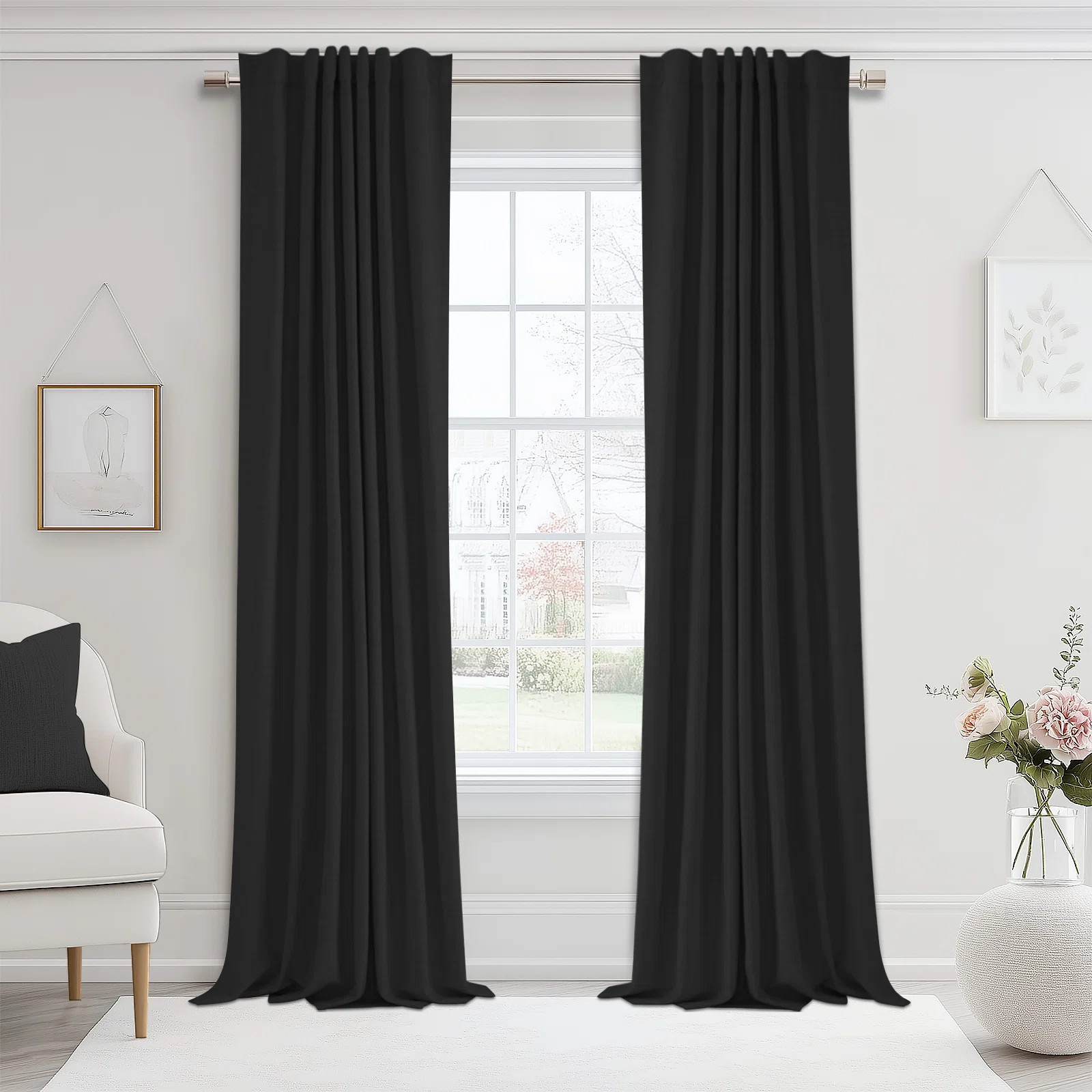 Latitude Run® 100% Blackout Linen Textured Curtains Solid Thermal Insulated  Drapes for Bedroom ... | Wayfair North America
