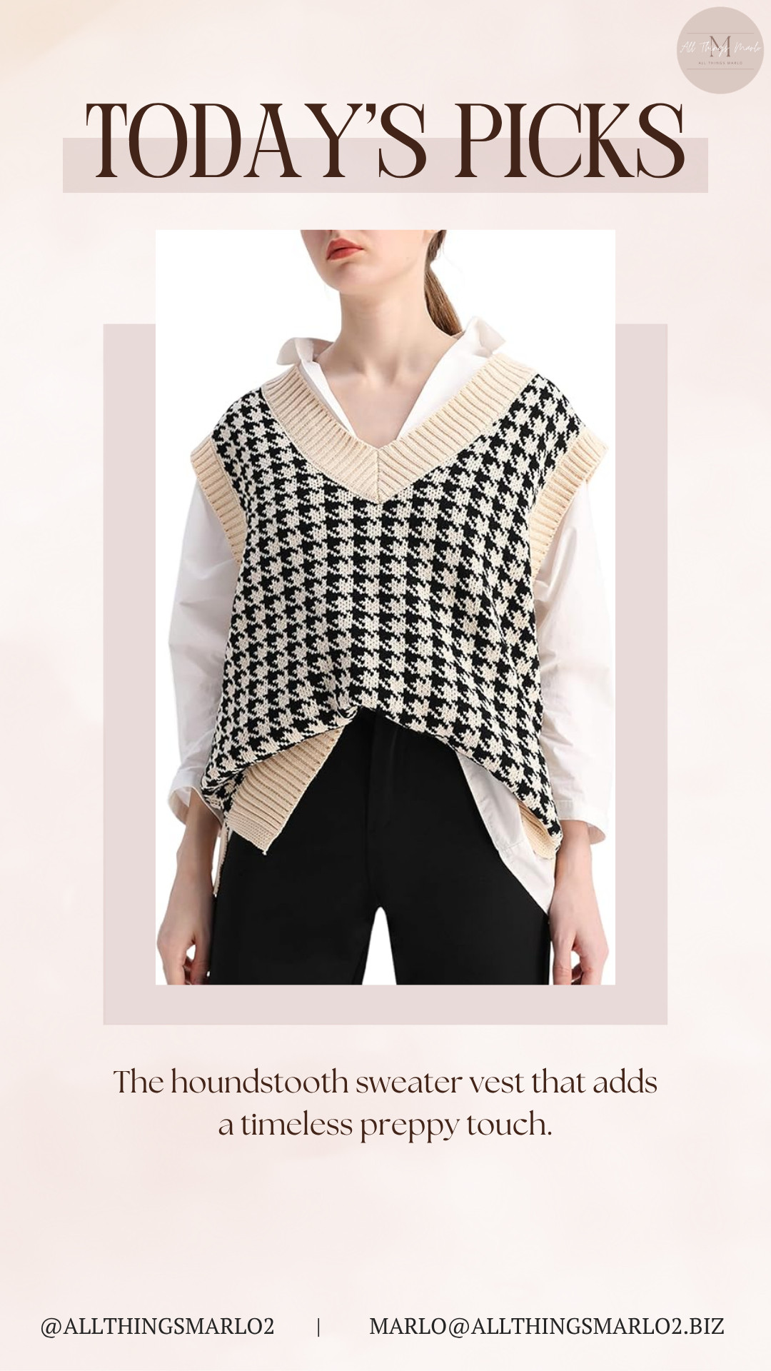 The houndstooth sweater vest that adds a timeless preppy touch. 

 #LTKSeasonal #LTKWorkwear #LTKTravel