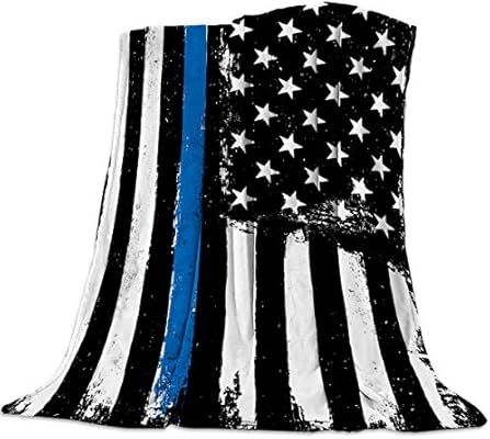 Thin Blue Line Police Blanket Fleece Throw Blankets 40'' x 50'', Lightweight Super Soft Micrifibe... | Amazon (US)