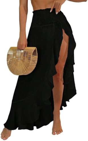 ZAFUL Swimsuit Coverup for Women Slit to Thigh Beach Cover Ups Swim Bathing Suit Flowy Maxi Skirt | Amazon (US)