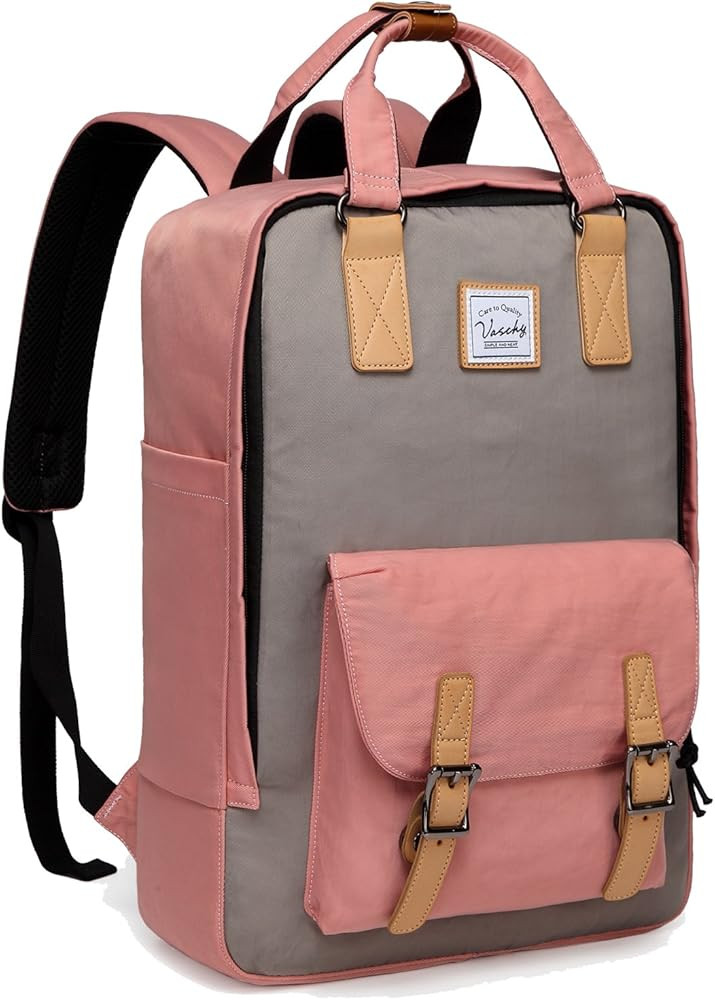 VASCHY School Backpack for Men and Women, Unisex Vintage Water Resistant Casual Daypack Rucksack ... | Amazon (US)