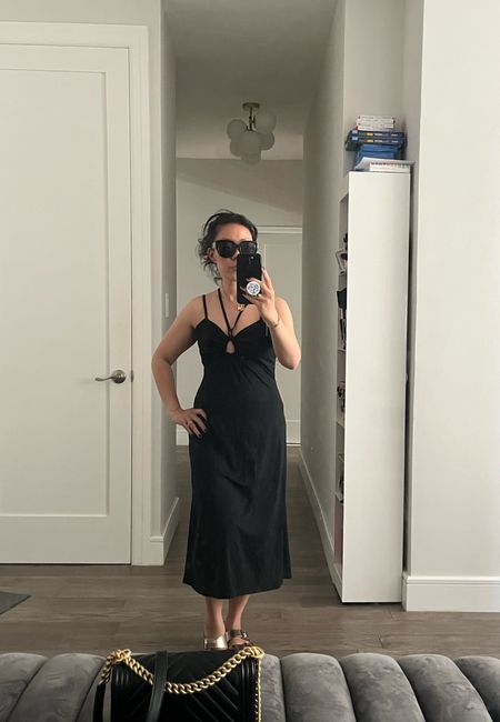 Love the neck detail. Black dress. Target find. Runs big. Wearing an xs. Wish it was smaller, especially in the chest. But I have small boobs. Soooo…

#LTKswim #LTKunder50 #LTKtravel
