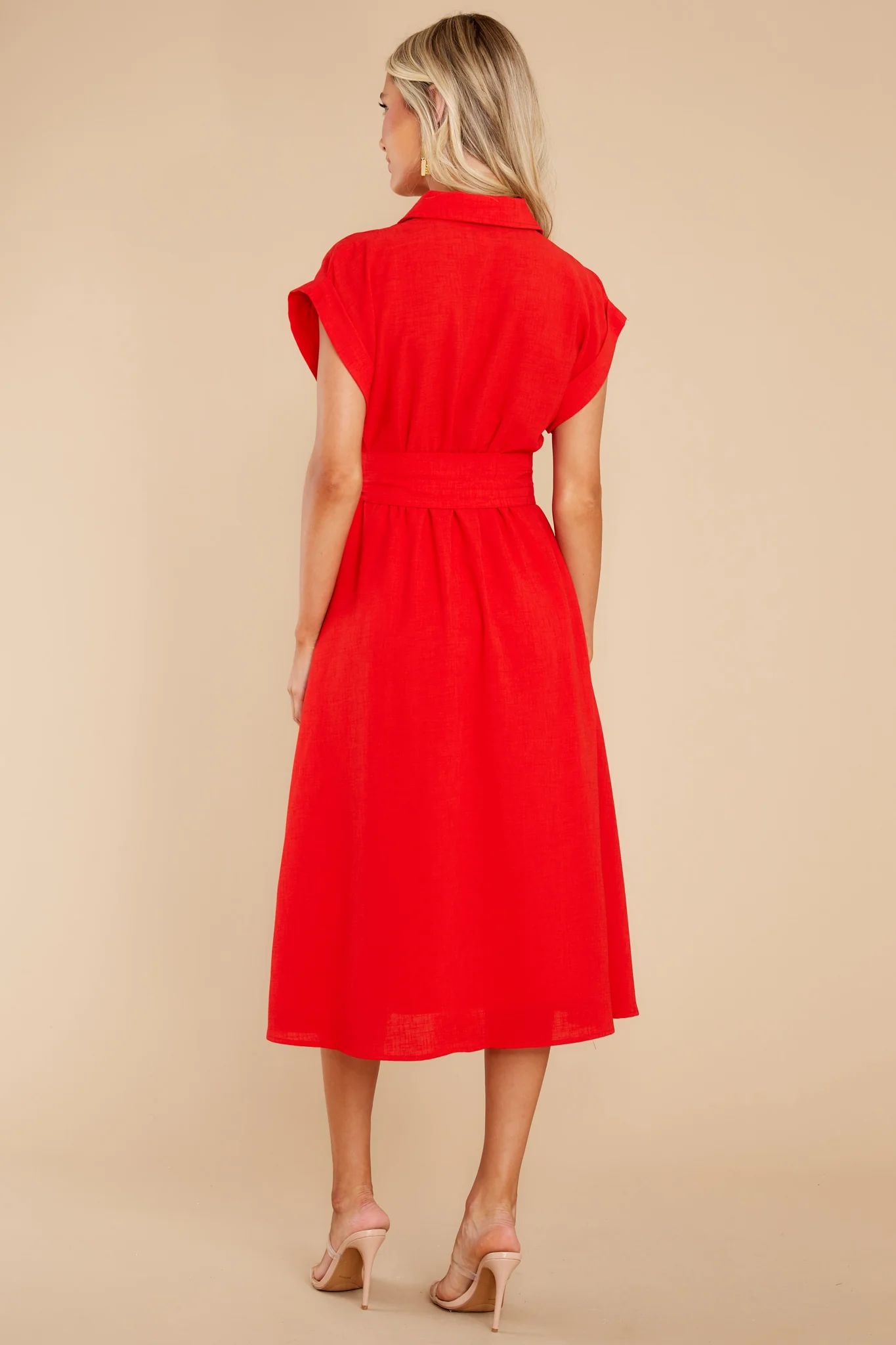 When You Arrive Red Midi Dress | Red Dress 