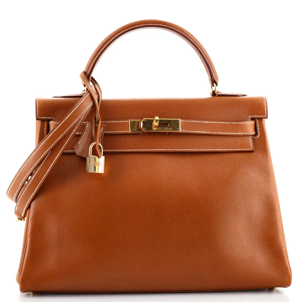 Kelly Handbag Gold Courchevel with Gold Hardware 32 | Rebag