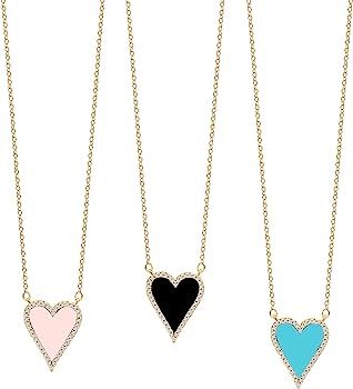 JINGDR Heart Necklace for Women Girls Trendy Preppy Jewelry Gold Plated Love Heart Pendant, Heart... | Amazon (US)