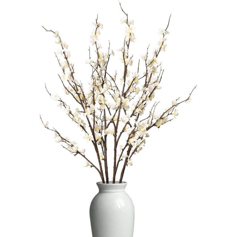 Artificial Plum Blossom Fake Silk Cherry Blossom Branches Flowers,Faux Long Stems Wintersweets Ar... | Walmart (US)