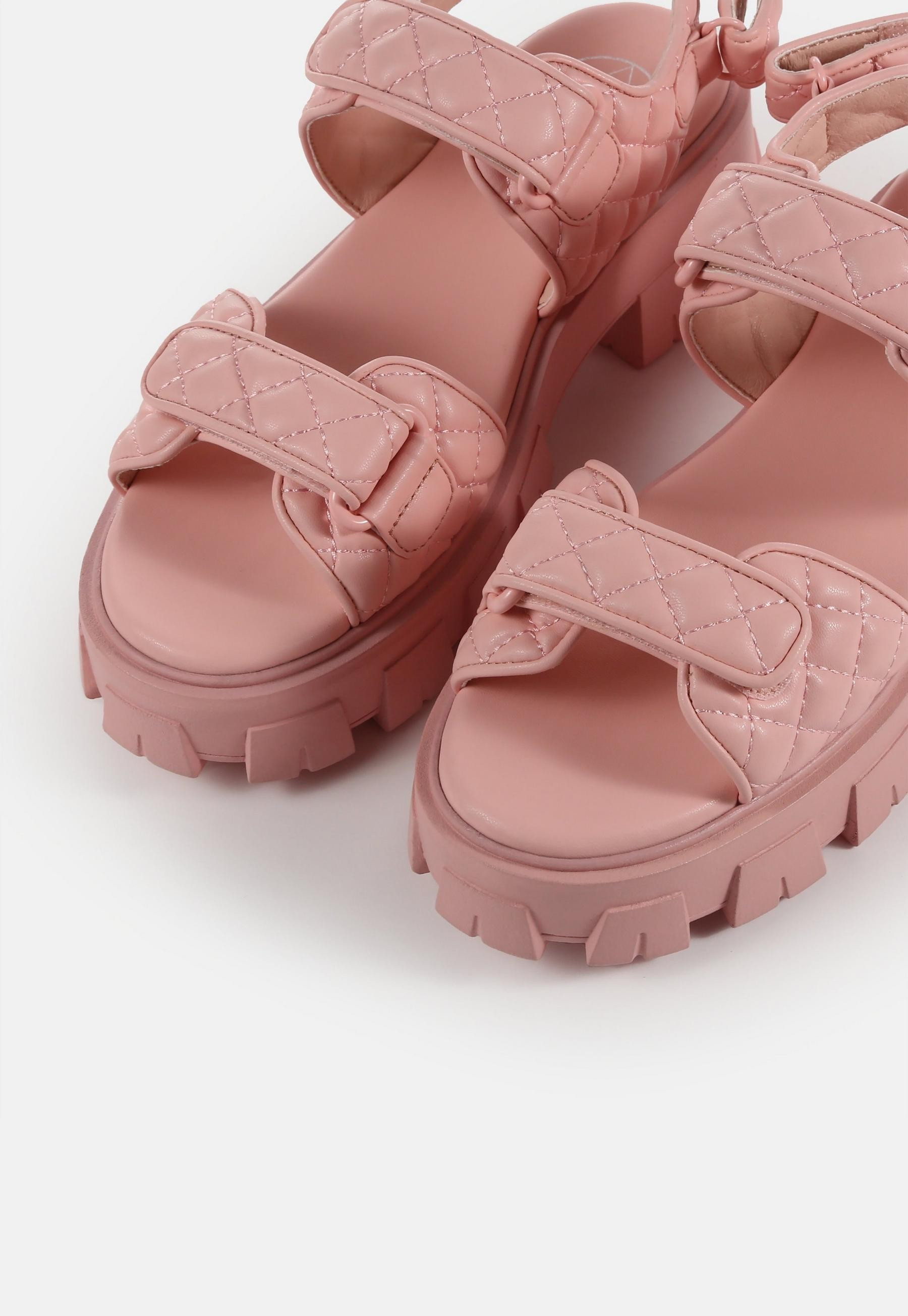 Pink Quilted Chunky Grandad Sandals | Missguided (UK & IE)