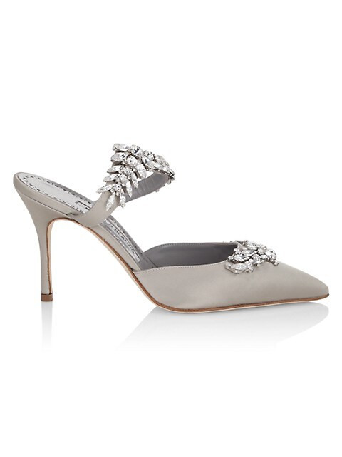 Manolo Blahnik Lurum 90 Embellished Satin Mules | Saks Fifth Avenue