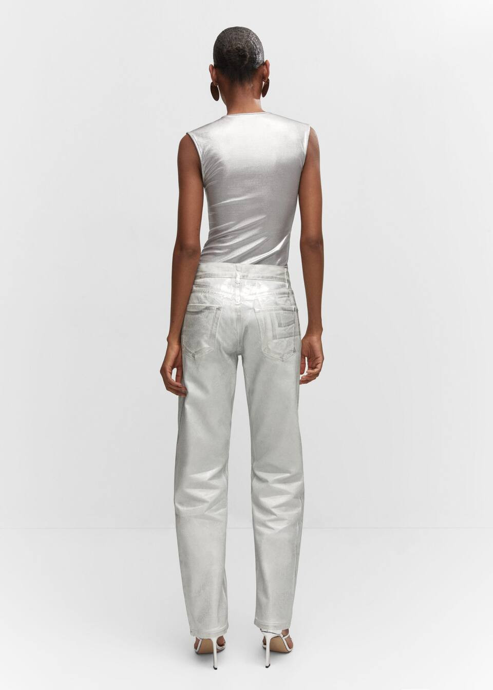 Metallic straight-leg jeans -  Women | Mango United Kingdom | MANGO (UK)