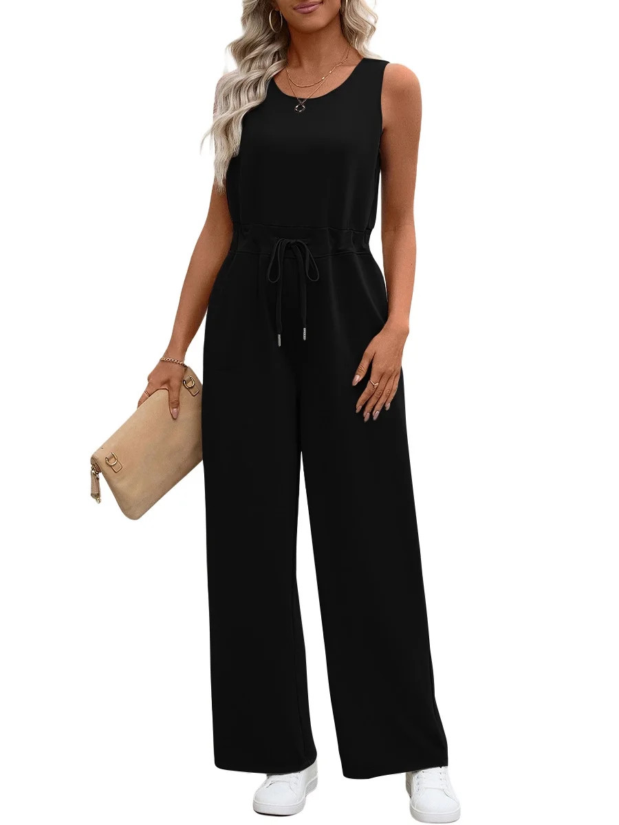 UVN Jumpsuits for women Summer Casual Romper Sleeveless Wide Leg Long Pants Outfits Dressy Woman ... | Walmart (US)