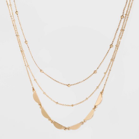 Three Row Layered Necklace - A New Day&#8482; Gold | Target