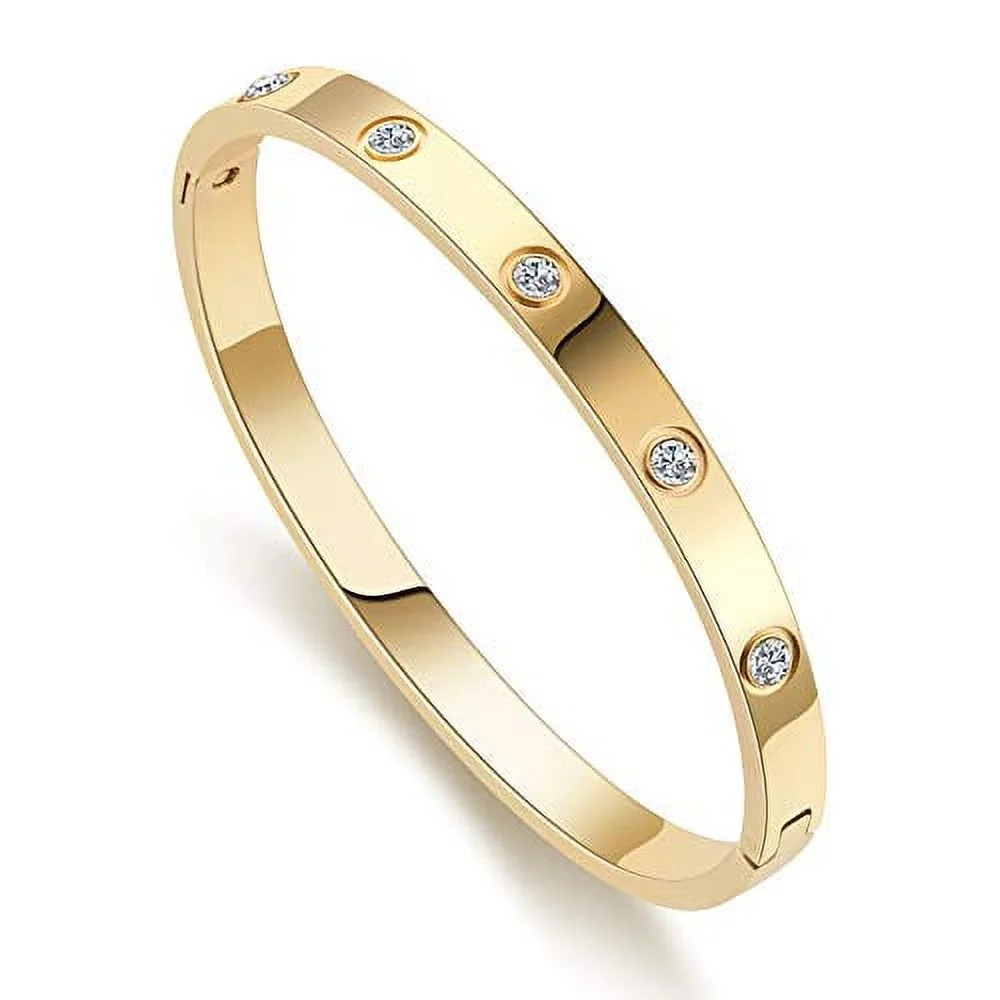 My Daily Styles Stainless Steel Womens Hinged CZ Bangle Bracelet Size 7.5 Inches (Yellow) | Walmart (US)