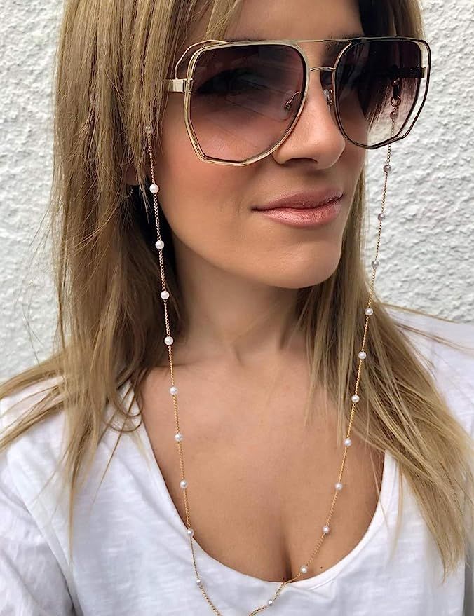 BERYUAN Eyeglass Chain Pearl Sunglass Chain Necklace for Women Beaded Chain Glasses Eyewear Retai... | Amazon (US)