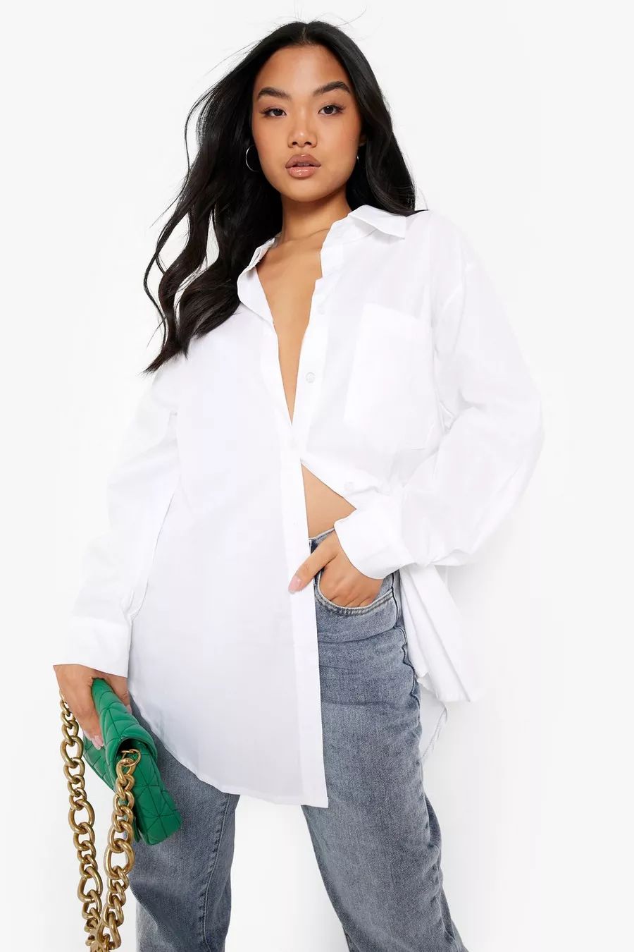 White Petite Extreme Oversized Poplin Shirt | Boohoo.com (UK & IE)