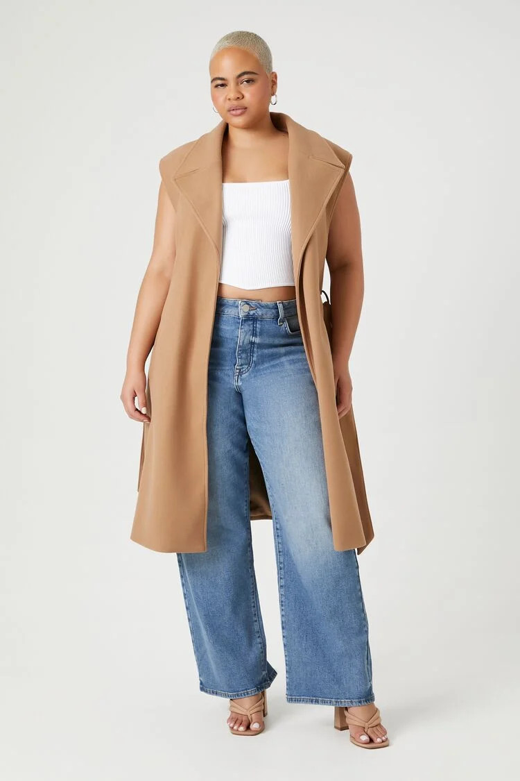 Plus Size Notched Longline Vest | Forever 21 (US)
