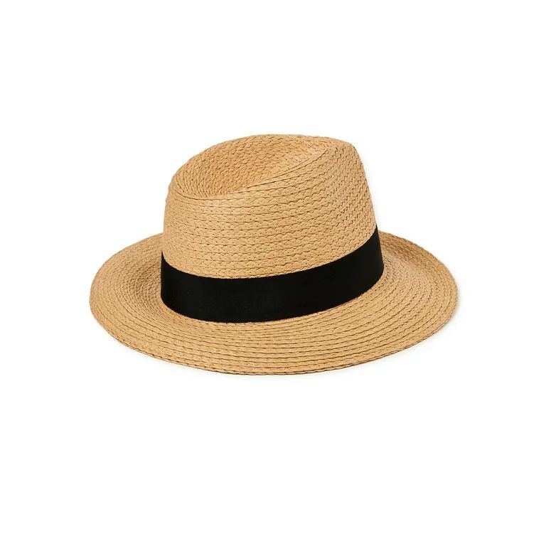 Time and Tru Women's Natural Panama Hat with Ribbon Trim and Travel Clip | Walmart (US)