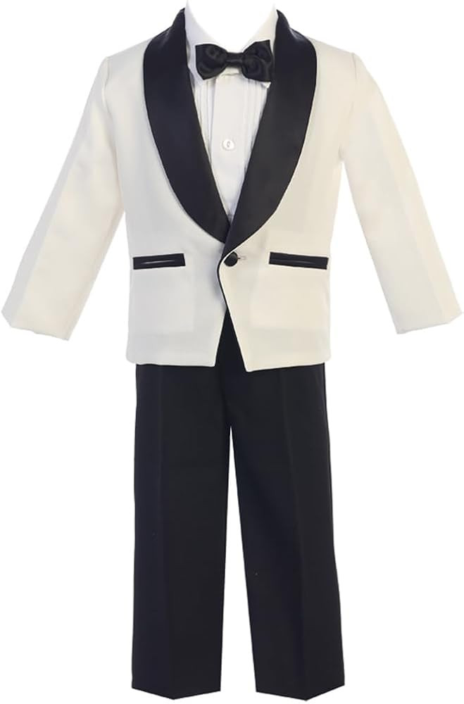 Lito Children's Wear Ivory Boys Tuxedo Suit with Black Pants - Toddler Tuxedo for Wedding and Par... | Amazon (US)