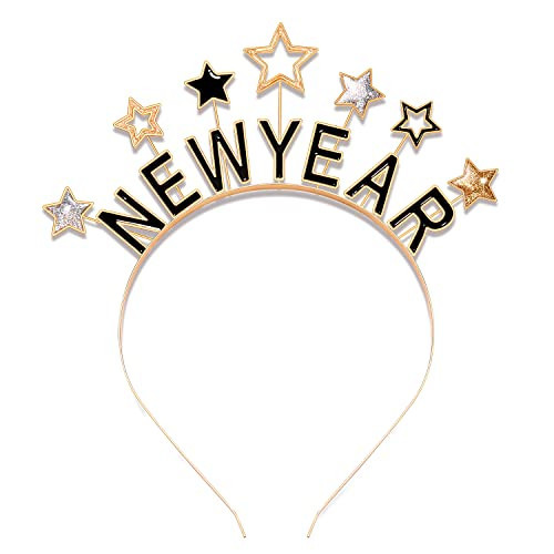 PHALIN Happy New Year Headbands for Women, New Year’s Eve Hat Star Hairbands New Year Party Supplies Holiday Gifts | Amazon (US)