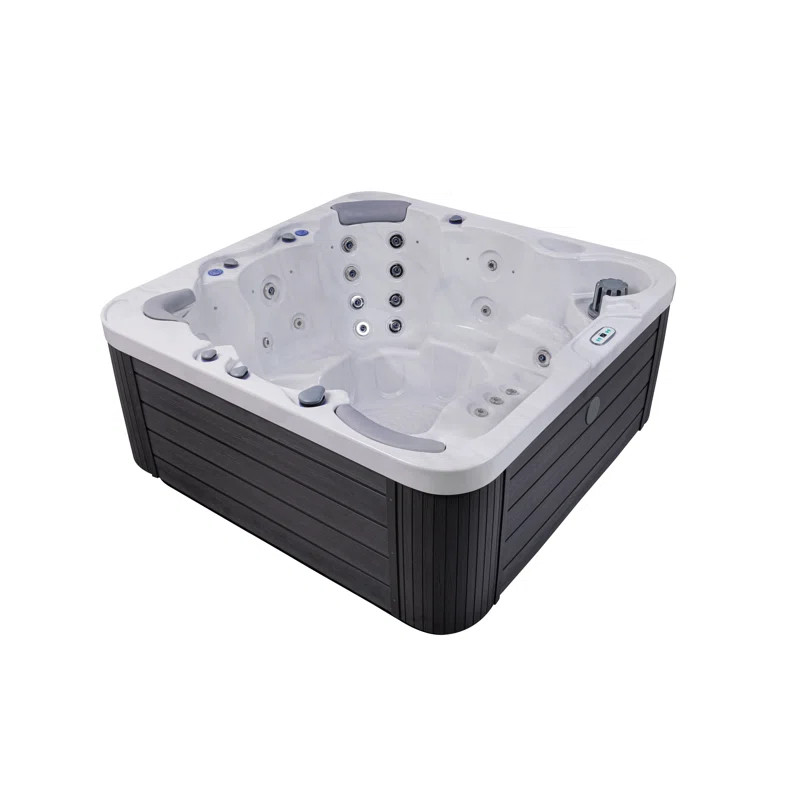 Bueno Spa 6 - Person 46 - Jet Acrylic Square Hot Tub with Ozonator in Gray | Wayfair North America