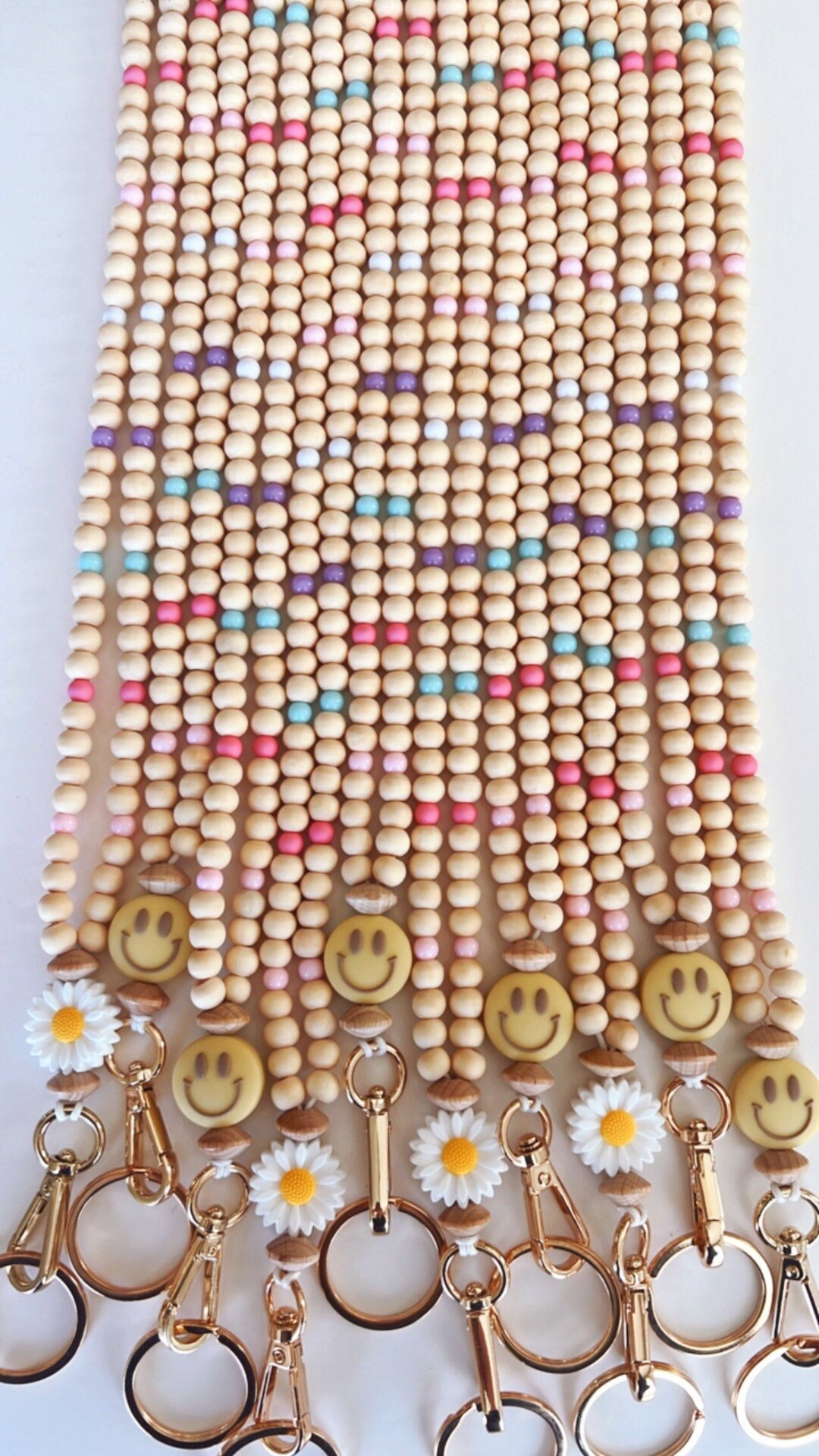 Daisy Happy Teacher Lanyard, Wood Lanyard, Bead Lanyard, Wood Beads, Lanyard, Flower Teacher, Bad... | Etsy (US)