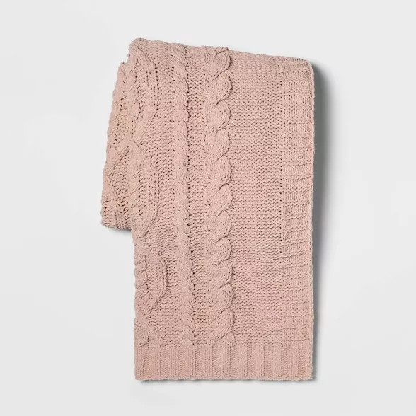 Cable Knit Chenille Throw Blanket - Threshold | Target