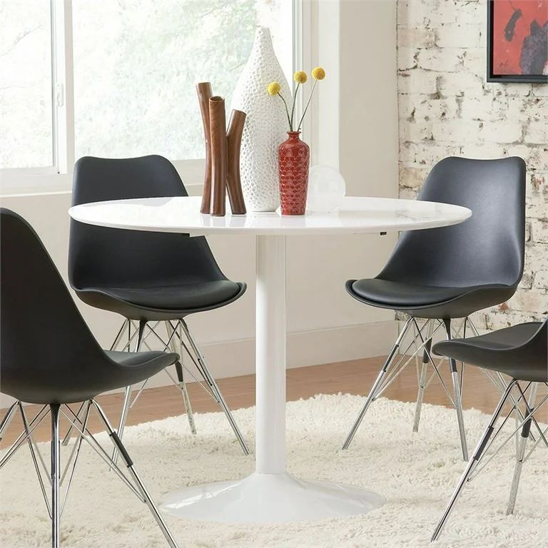 BOWERY HILL Modern 40" Round Dining Table Tulip Pedestal in White | Walmart (US)