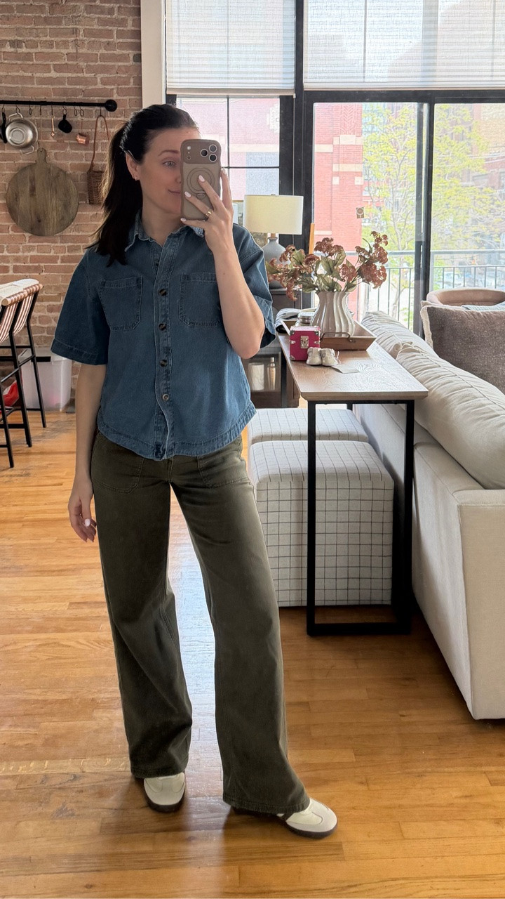 Denim button down from Amazon and my favorite American Eagle denim, comes in so many colors. Paired with neutral Adidas sambas

#LTKootd