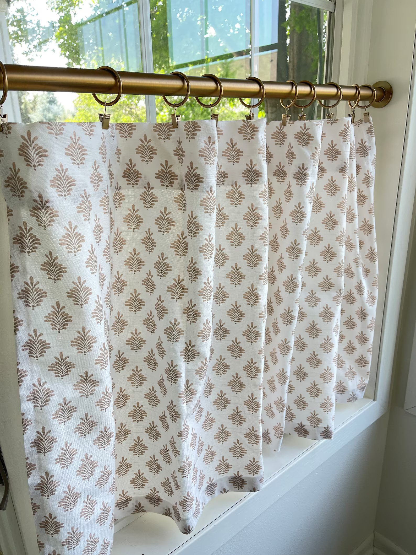 Dyann Block print cafe curtain , Tier Curtains, Kitchen Curtains, Bathroom Curtains , Window Trea... | Etsy (US)