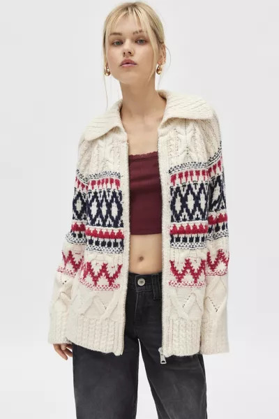 BDG Beverly Fairisle Oversized Zip-Up Sweater | Urban Outfitters (US and RoW)