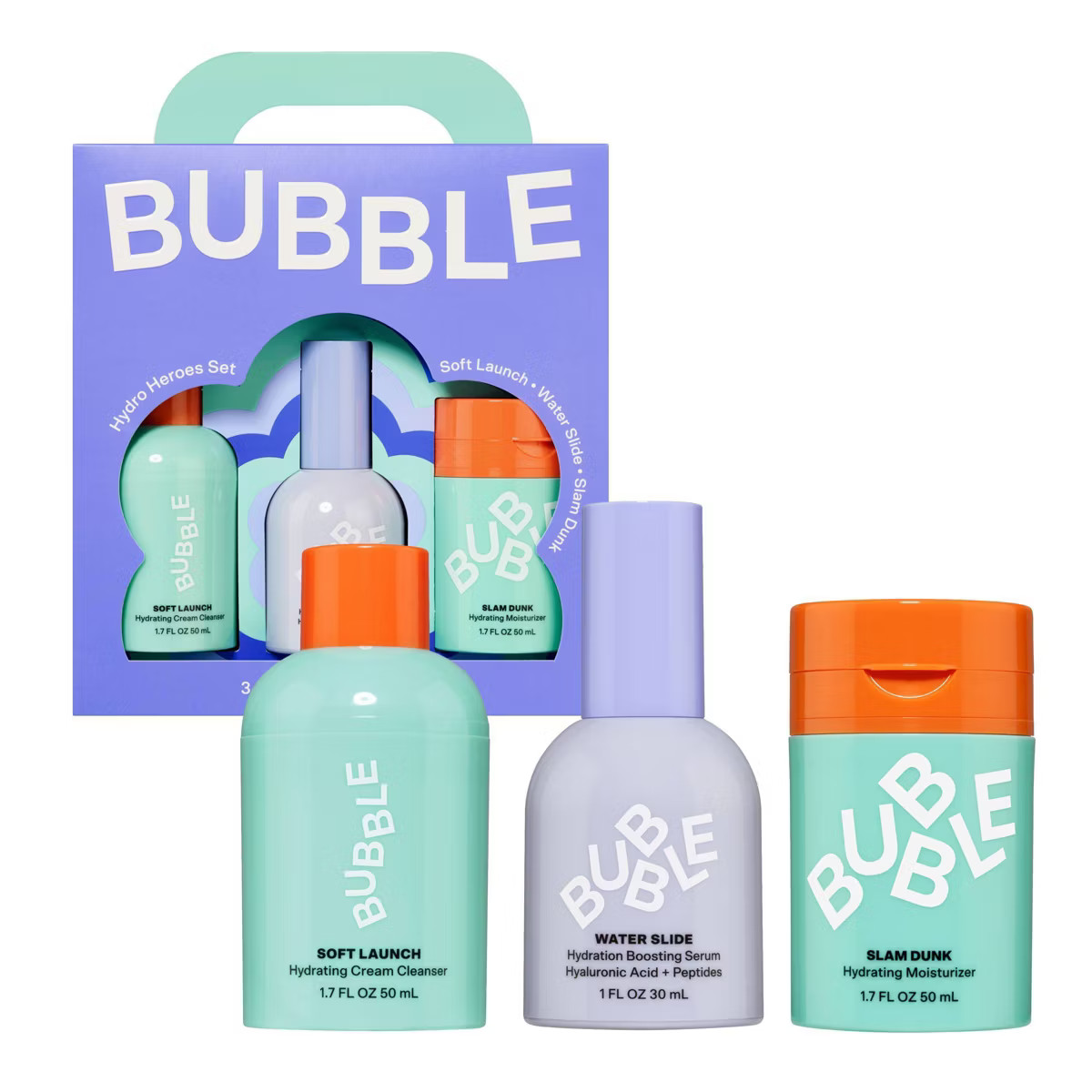 Bubble Skincare Hydro Heroes 3-Step Hydration Routine Kit | Target