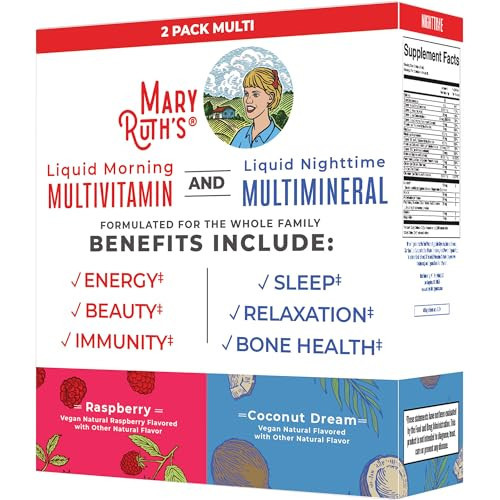 MaryRuth Organics Liquid Morning Multivitamin & Liquid Nighttime Multimineral Bundle, Vegan Vitamin C, Vitamin D, B Complex, Magnesium, Energy, Beauty, Sleep Support, NO Melatonin, 32 Fl Oz Each | Amazon (US)