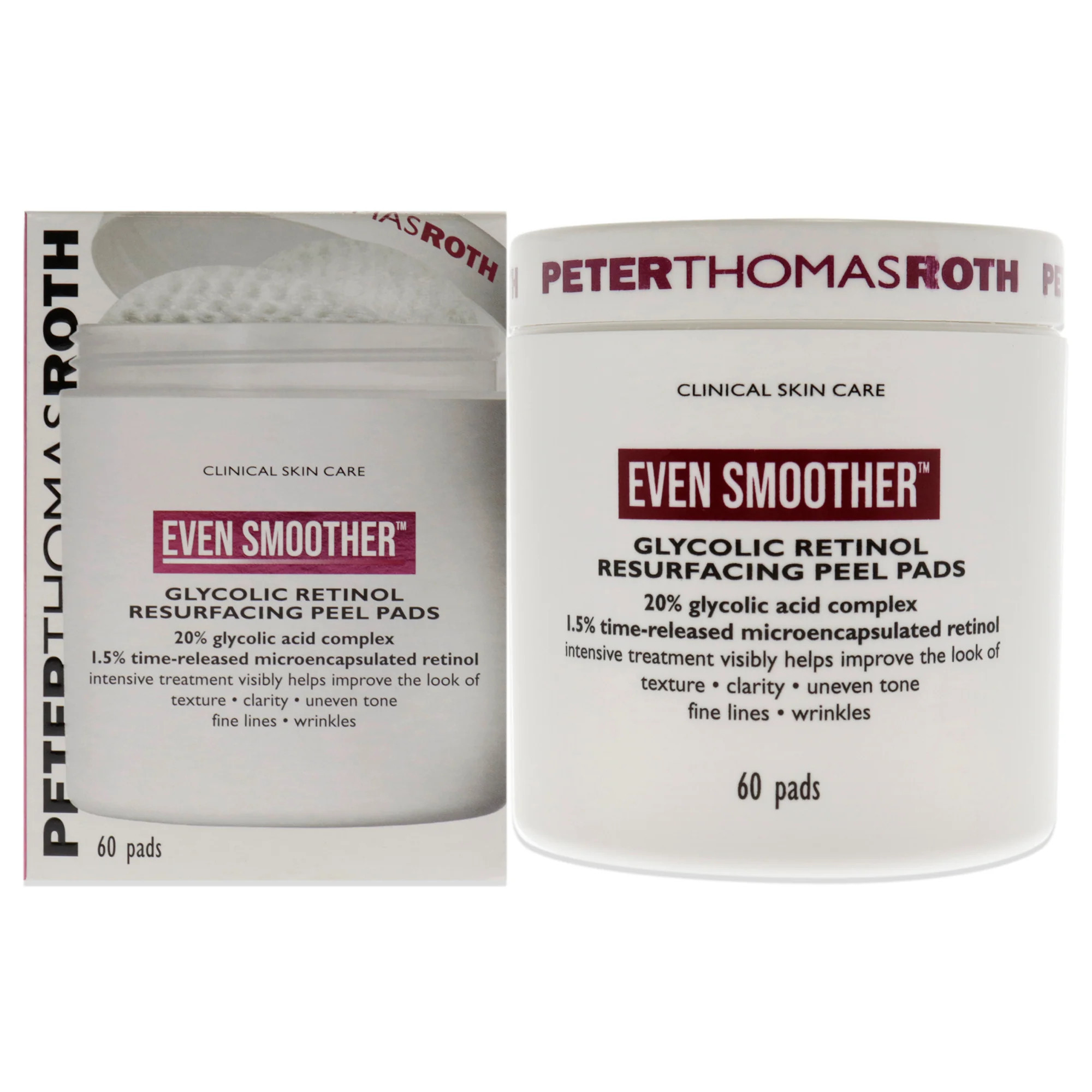 Even Smoother Glycolic Retinol Resurfacing Peel Pads by Peter Thomas Roth for Women - 60 Pads Treatment | Shop Simon