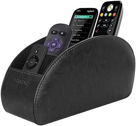 SITHON Remote Control Holder with 5 Compartments - PU Leather Remote Caddy Desktop Organizer Stor... | Amazon (US)