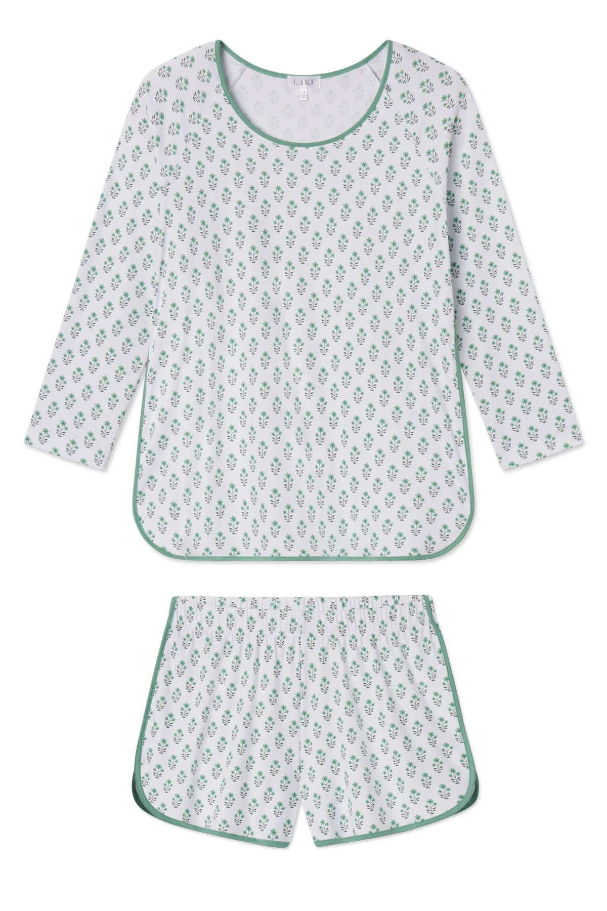 Pima Long-Short Set in Boxwood Posy | Lake Pajamas